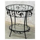Metal & Glass 2 Tier Stand w/ birds 22/16/24