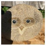 Boulder Owl rock lawn ornament