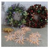 2 Wreaths, Light- Up Star & Snowflake Lights -
