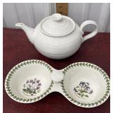 Portmeirion tea pot and serving dish