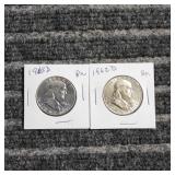 LB Franklin Half dollars 1962-1963 D Silver