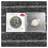LB Franklin /barber Half dollar /dime 1907--1954 D