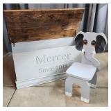 R3 2pc Elephant Chair, Large wooden trunk,