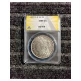 LB ANACS graded AU53 Morgan Dollar 1889 O Silver A