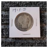 LB Barber Half dollars 1915 D Silver