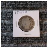 LB Barber Half dollars 1904 D Silver