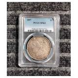 LB PCGS graded MS63 Morgan Dollar 1897 P Silver PC