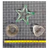 T2 3Pc Clear /  green Ashtrays