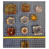 T2 10Pc Glass ashtrays Amber