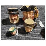 MC 4 Royal Doulton Toby mugs Large, medium, small,