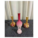 J3 4 Hand Painted perfume bott Hand blown glass va