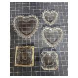 T2 5Pc Glass Ashtrays Hearts