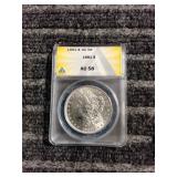 LB ANACS graded AU58 Morgan Dollar 1881 P Silver A