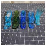 T2 5Pc green glass shoes blue