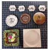T2 9Pc Glass /metal Ashtrays Hawaii Chicago