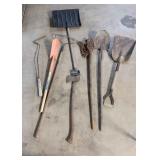 YD 8 4 shovels weeder rake Axe Cast iron victorian