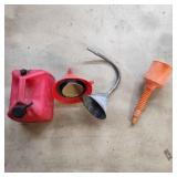 F3 4pc (3) Funnels, Gas Can,