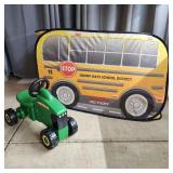 E2 2pc childrens Bus fort, John Deere Tractor
