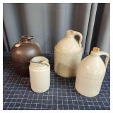 Q2 4pc Earthenware vessels (3) Jugs, 1 jar