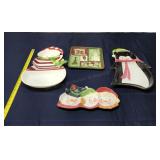 S3 4 Snowmen Cookie trays Panguiens Glass