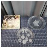G1 3pc Christmas Decorative Cookie Plates 13" glas