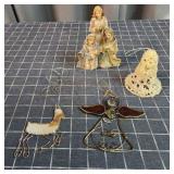 T6 4pc Vintage Bell, Nativity, Angel ornament, Lam
