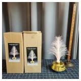F1 2pc Music Box Fiber Optic Trees approx 10" AA P