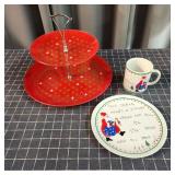 S3 3pc Cookie Plate & Mug, (2) tiered Cookie tray