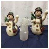 T1 3 Resin Snowmen Glass