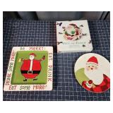 G1 3pc Santa Claus Cookie Plates 10-12" Ceramic