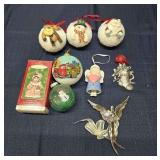 S2 9pc Ornaments: Snowmen, Truck bulb, chrome ange
