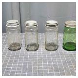 L4 4pc Atlas / Ball Canning jars (3) zinc lids, (1
