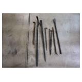 T1 8pc Prybars, lady fingers, tire spoon, file, 8p