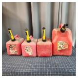 N5 4pc Gas Cans (3) 2 Gal, (1) 5gal