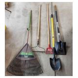 YD 5pc Garden rake, Leaf rake, Flat shovel, Spade,