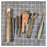 T2 7pc Rigid 6" pipe wrench, chisel,