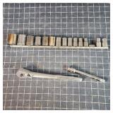 T2 16pc mostly Craftsman 1/2 drive ratchet, extens