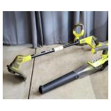 T2 2pc Ryobi Weed whip, Blower 18v