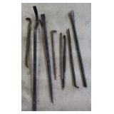 T1 8pc Prybars, lady fingers, tire spoon, file, 8p