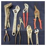 T2 9Pc Vice grips Pliers Adjustable wrench dikes