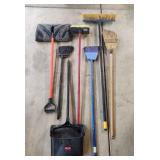 T2 7pc brooms, Snow shovel, dust pan, brush