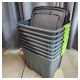 E1 8pc Sterilite Totes with Lids 17x17x22" grey w/