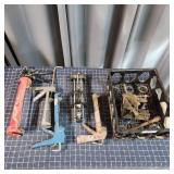 F3 7pc Corner Clamp, (4) caulk guns, Wrench