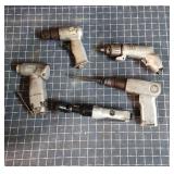 D5 5pc Air tools: Chisels (2), ratchet, drill, Rod