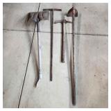 YD 4pc Hoe, pick, Flat shovel, Scraper