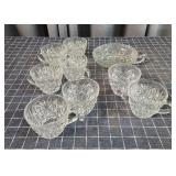 S3 9pc Pressed Glass Punch Glasses, Candy Dish