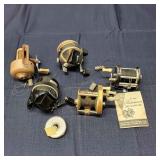 T3 6Pc Fishing reels Zebco Long fellow Sears Sears