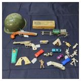C3 22Pc Vintage toys army helmet American flyer tr