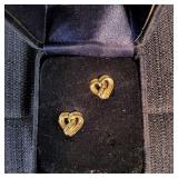 MC Montana silversmith Heart earrings 10K gold ear