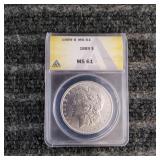 LB Morgan Dollar 1889 Silver ANACO MS 61